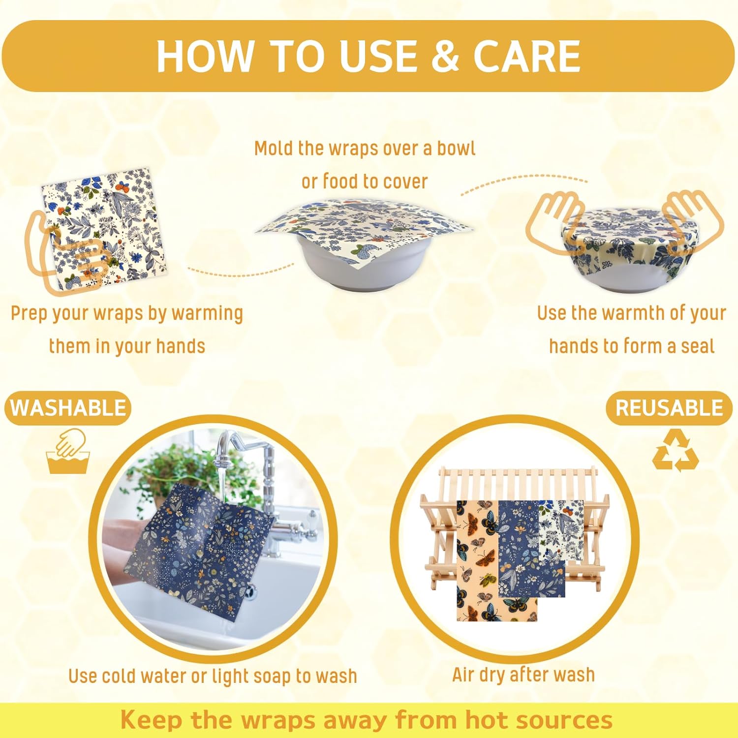 Eco-Friendly Beeswax Food Wrap - Beeswax Wrap Reusable recension och pris