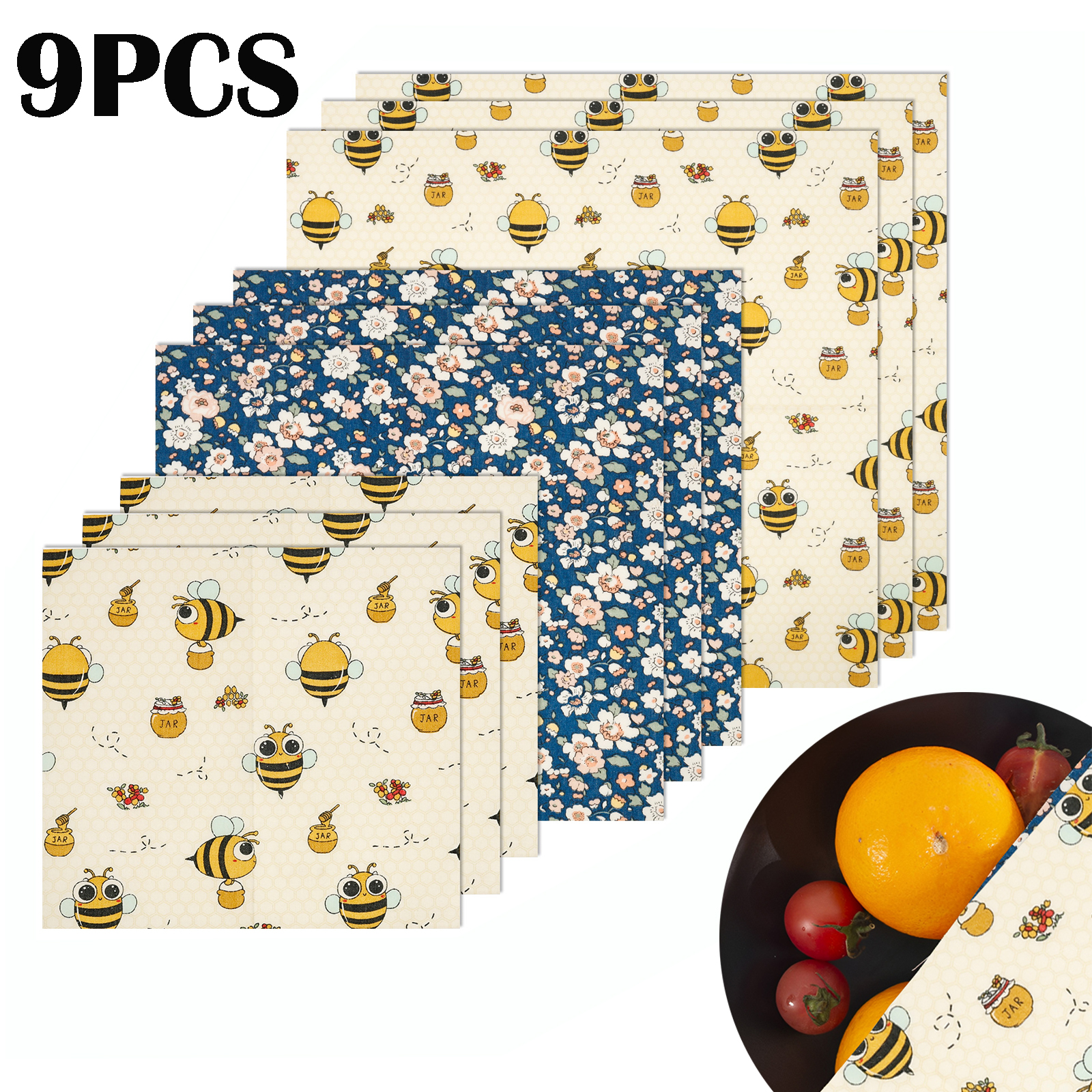 9Pcs Beeswax Food Wraps 3 Size - Beeswax Wrap Reusable recension och pris