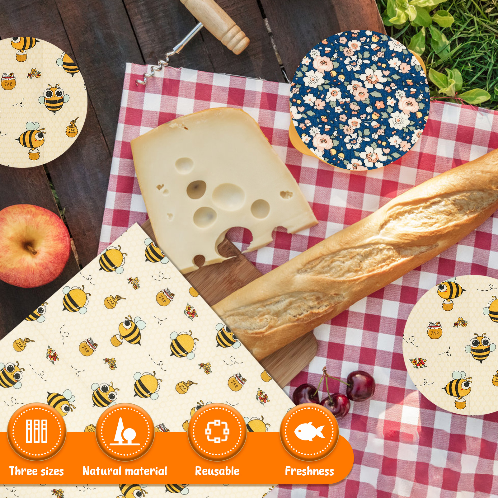 9Pcs Beeswax Food Wraps 3 Size - Beeswax Wrap Reusable recension och pris