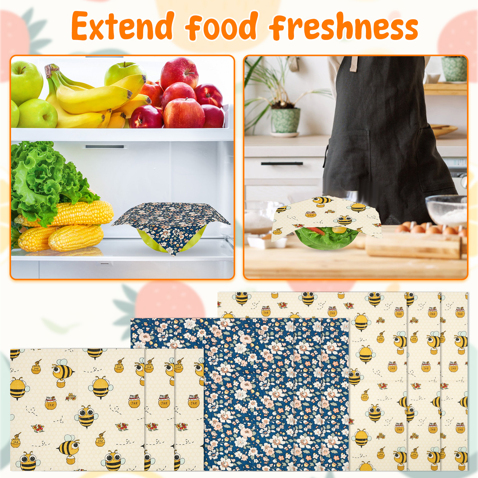 9Pcs Beeswax Food Wraps 3 Size - Beeswax Wrap Reusable recension och pris